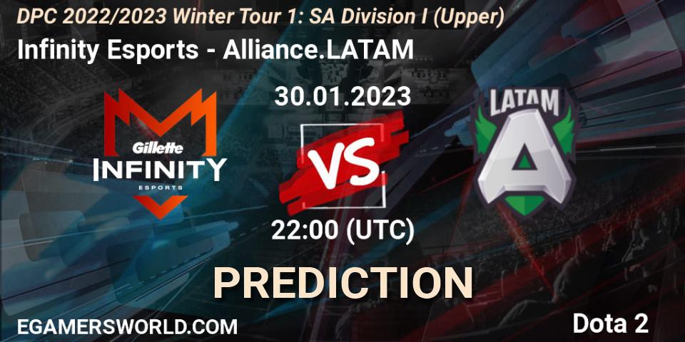 Pronósticos Infinity Esports - Alliance.LATAM. 30.01.23. DPC 2022/2023 Winter Tour 1: SA Division I (Upper) - Dota 2
