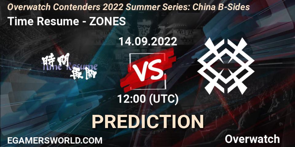 Pronósticos Time Resume - ZONES. 14.09.2022 at 11:00. Overwatch Contenders 2022 Summer Series: China B-Sides - Overwatch