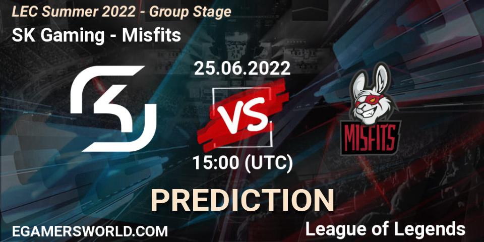 Pronósticos SK Gaming - Misfits Gaming. 25.06.22. LEC Summer 2022 - Group Stage - LoL