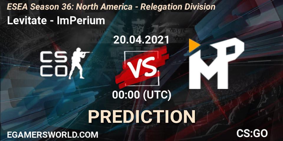 Pronósticos Levitate - ImPerium. 20.04.2021 at 00:00. ESEA Season 36: North America - Relegation Division - Counter-Strike (CS2)