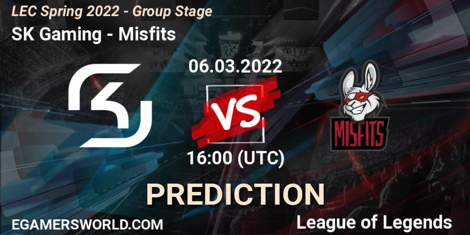 Pronósticos SK Gaming - Misfits. 06.03.22. LEC Spring 2022 - Group Stage - LoL