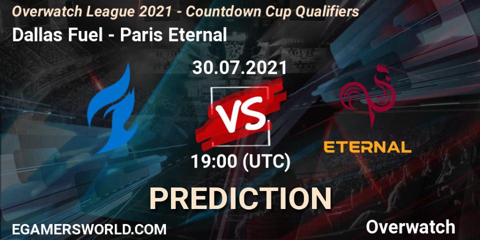 Pronósticos Dallas Fuel - Paris Eternal. 30.07.21. Overwatch League 2021 - Countdown Cup Qualifiers - Overwatch