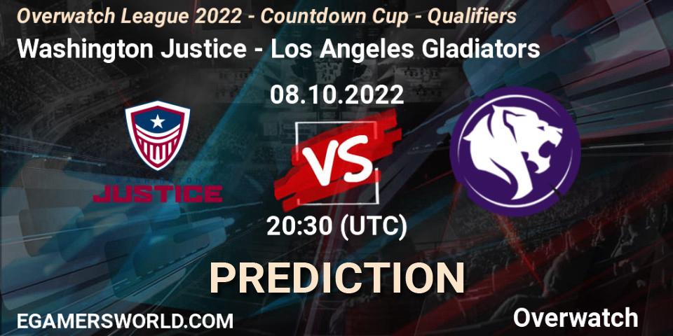 Pronósticos Washington Justice - Los Angeles Gladiators. 08.10.2022 at 20:45. Overwatch League 2022 - Countdown Cup - Qualifiers - Overwatch