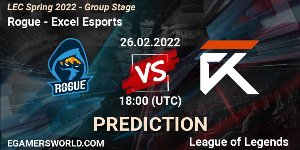 Pronósticos Rogue - Excel Esports. 26.02.22. LEC Spring 2022 - Group Stage - LoL