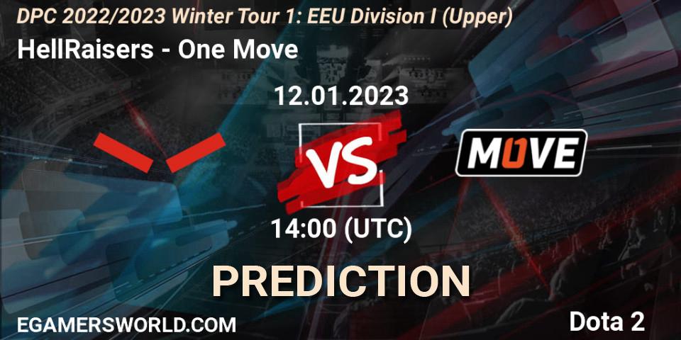 Pronósticos HellRaisers - One Move. 12.01.2023 at 14:05. DPC 2022/2023 Winter Tour 1: EEU Division I (Upper) - Dota 2