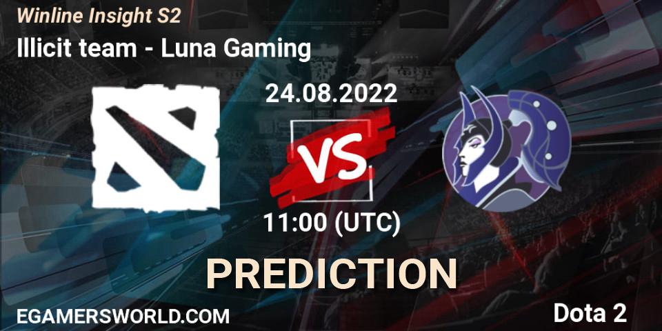 Pronósticos Illicit team - Yet another team. 24.08.2022 at 11:00. Winline Insight S2 - Dota 2