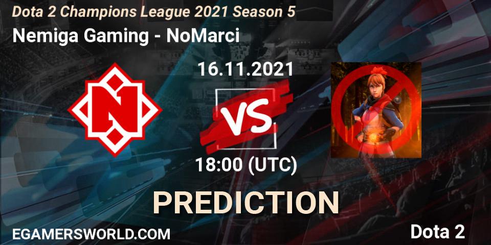 Pronósticos Nemiga Gaming - NoMarci. 16.11.2021 at 18:02. Dota 2 Champions League 2021 Season 5 - Dota 2