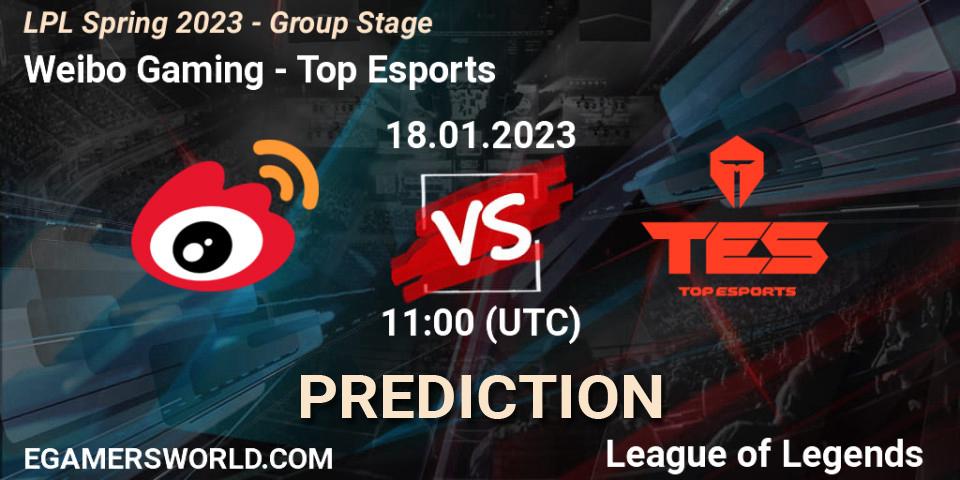 Pronósticos Weibo Gaming - Top Esports. 18.01.23. LPL Spring 2023 - Group Stage - LoL