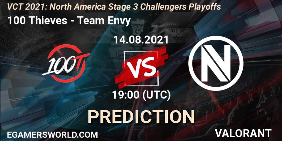 Pronósticos 100 Thieves - Team Envy. 14.08.2021 at 19:00. VCT 2021: North America Stage 3 Challengers Playoffs - VALORANT