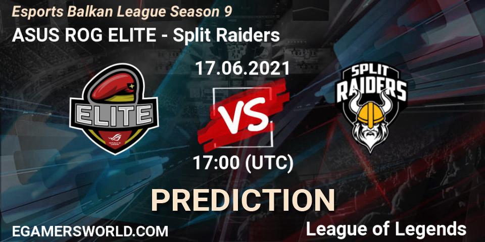 Pronósticos ASUS ROG ELITE - Split Raiders. 17.06.2021 at 17:00. Esports Balkan League Season 9 - LoL