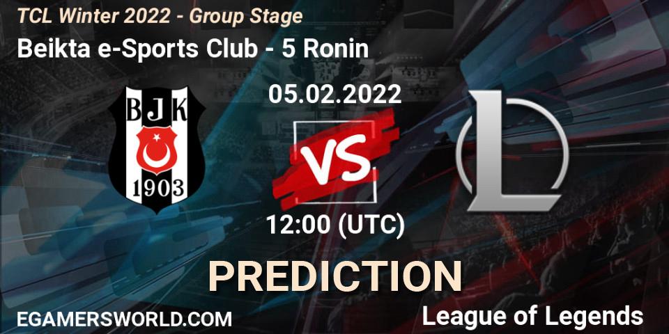 Pronósticos Beşiktaş e-Sports Club - 5 Ronin. 05.02.2022 at 12:00. TCL Winter 2022 - Group Stage - LoL