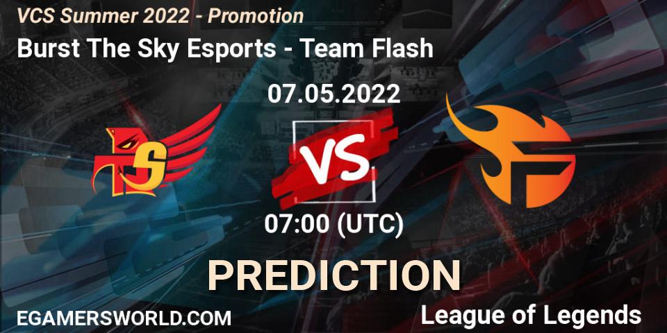 Pronósticos Burst The Sky Esports - Team Flash. 07.05.2022 at 03:00. VCS Summer 2022 - Promotion - LoL
