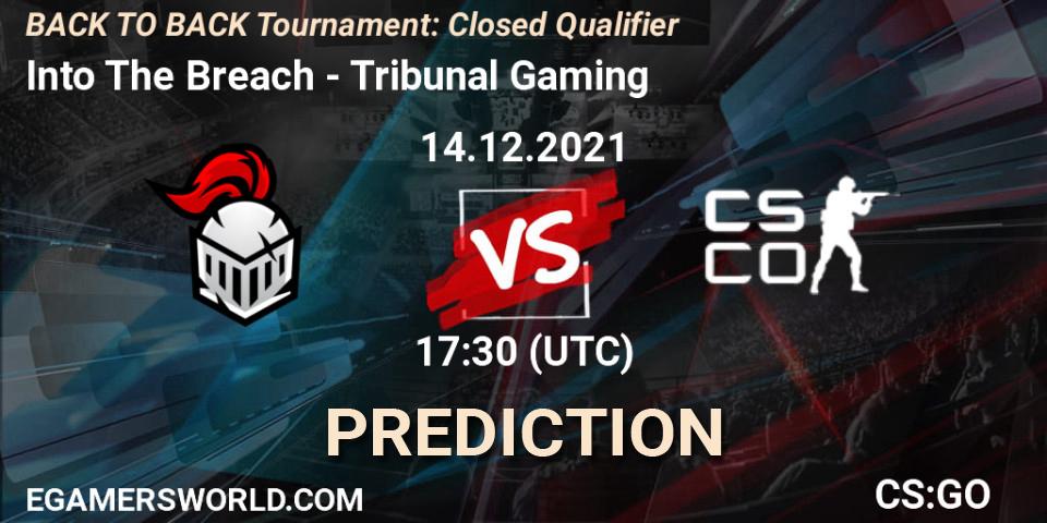 Pronósticos Into The Breach - Tribunal Gaming. 14.12.2021 at 17:30. BACK TO BACK Tournament: Closed Qualifier - Counter-Strike (CS2)