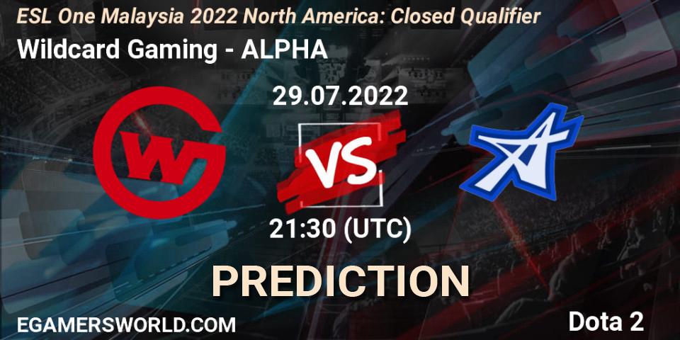 Pronósticos Wildcard Gaming - ALPHA. 29.07.2022 at 21:34. ESL One Malaysia 2022 North America: Closed Qualifier - Dota 2