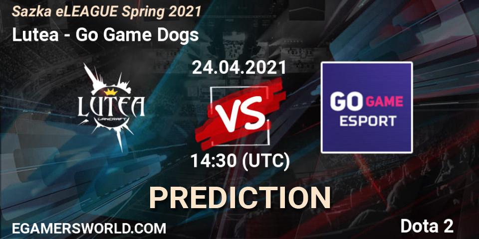 Pronósticos Lutea - Go Game Dogs. 24.04.2021 at 14:30. Sazka eLEAGUE Spring 2021 - Dota 2