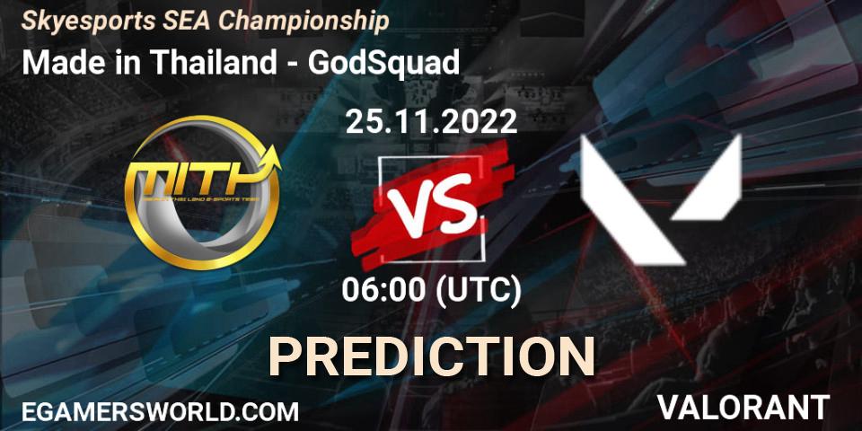 Pronósticos Made in Thailand - GodSquad. 25.11.2022 at 06:00. Skyesports SEA Championship - VALORANT