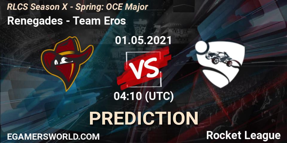 Pronósticos Renegades - Team Eros. 01.05.2021 at 04:00. RLCS Season X - Spring: OCE Major - Rocket League