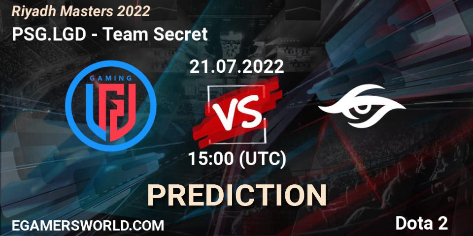 Pronósticos PSG.LGD - Team Secret. 21.07.22. Riyadh Masters 2022 - Dota 2