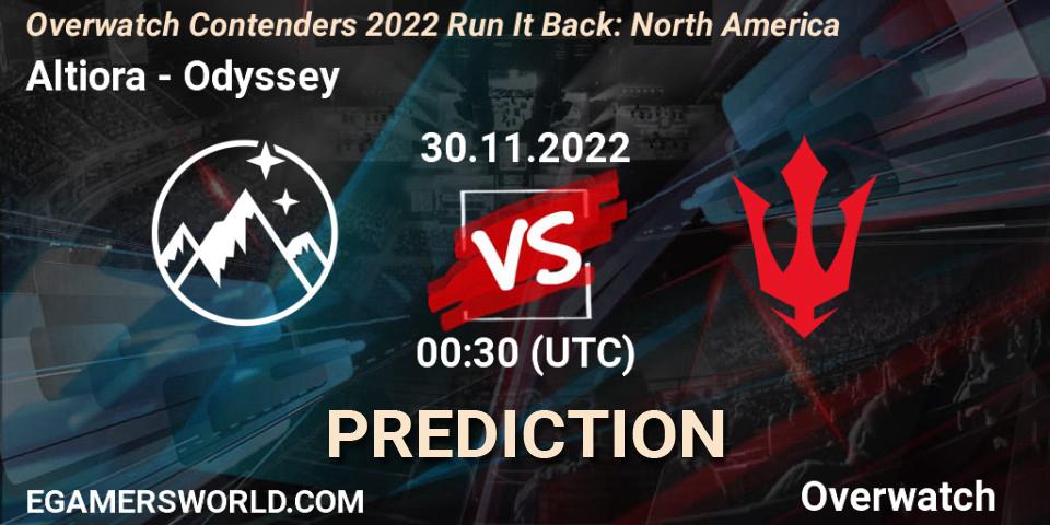 Pronósticos Altiora - Odyssey. 09.12.2022 at 00:30. Overwatch Contenders 2022 Run It Back: North America - Overwatch