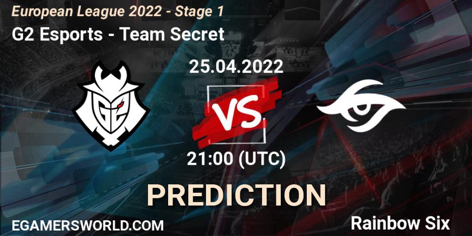 Pronósticos G2 Esports - Team Secret. 25.04.22. European League 2022 - Stage 1 - Rainbow Six