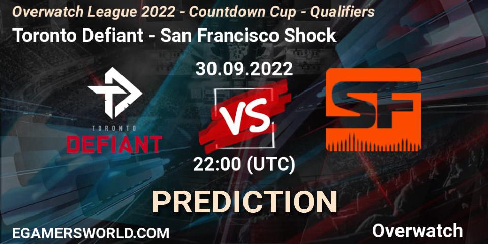 Pronósticos Toronto Defiant - San Francisco Shock. 30.09.22. Overwatch League 2022 - Countdown Cup - Qualifiers - Overwatch