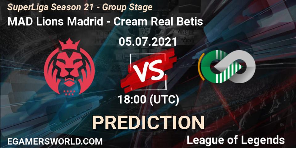 Pronósticos MAD Lions Madrid - Cream Real Betis. 05.07.2021 at 18:00. SuperLiga Season 21 - Group Stage - LoL