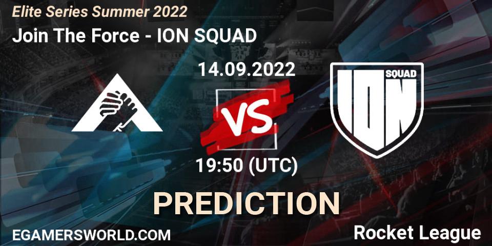 Pronósticos Join The Force - ION SQUAD. 14.09.2022 at 19:50. Elite Series Summer 2022 - Rocket League