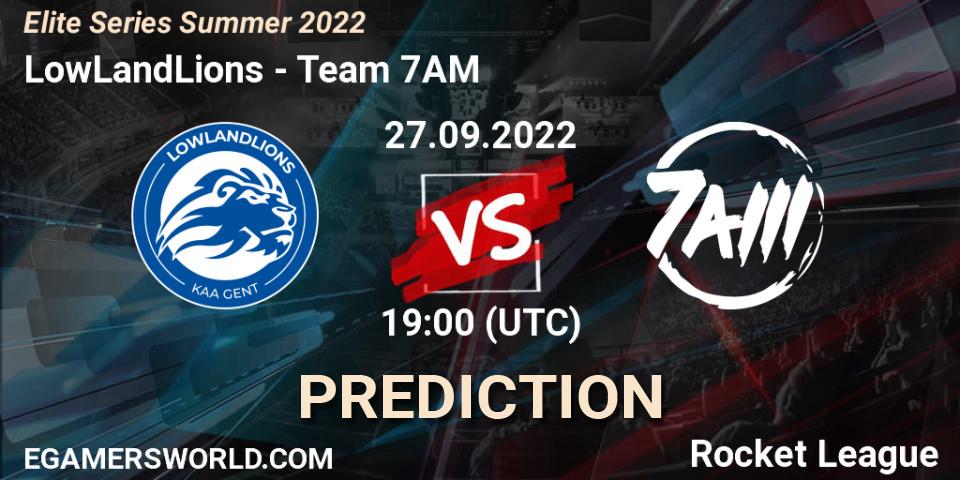 Pronósticos LowLandLions - Team 7AM. 27.09.2022 at 19:00. Elite Series Summer 2022 - Rocket League