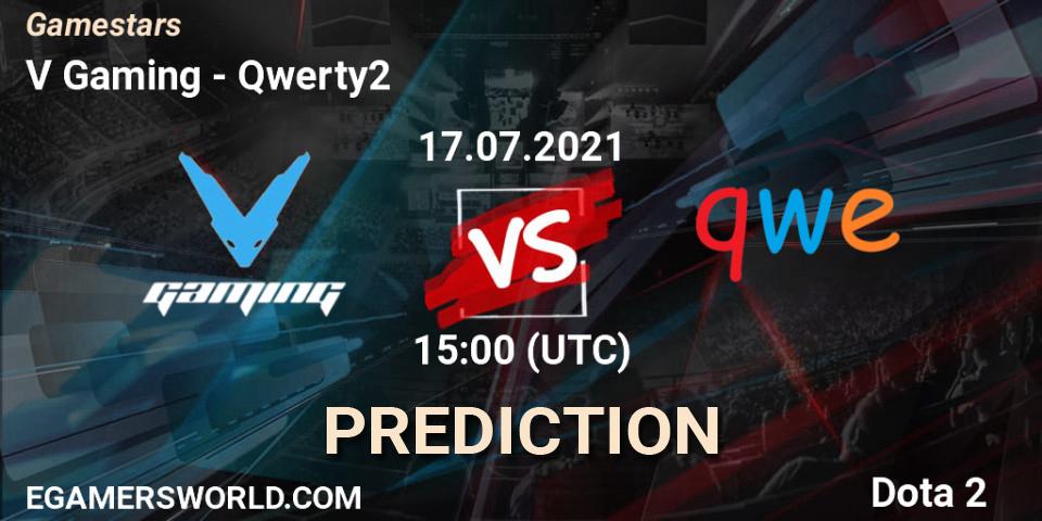 Pronósticos V Gaming - Qwerty2. 17.07.2021 at 09:09. Gamestars - Dota 2