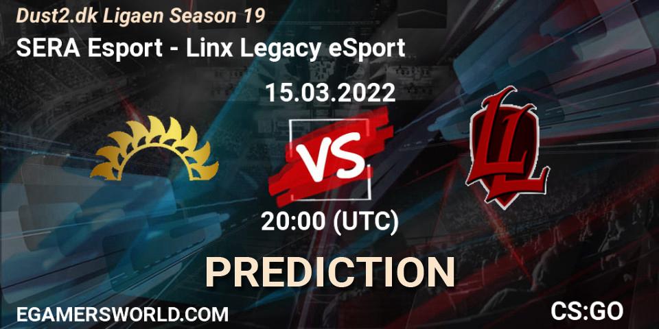 Pronósticos SERA Esport - Linx Legacy eSport. 15.03.2022 at 20:00. Dust2.dk Ligaen Season 19 - Counter-Strike (CS2)
