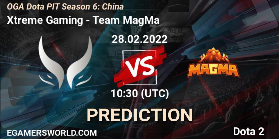 Pronósticos Xtreme Gaming - Team MagMa. 28.02.2022 at 10:50. OGA Dota PIT Season 6: China - Dota 2