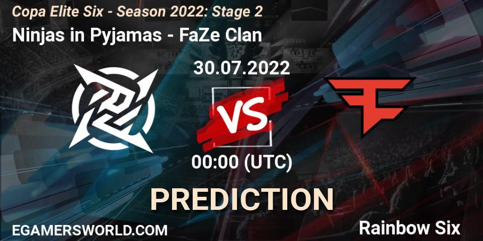 Pronósticos Ninjas in Pyjamas - FaZe Clan. 29.07.22. Copa Elite Six - Season 2022: Stage 2 - Rainbow Six
