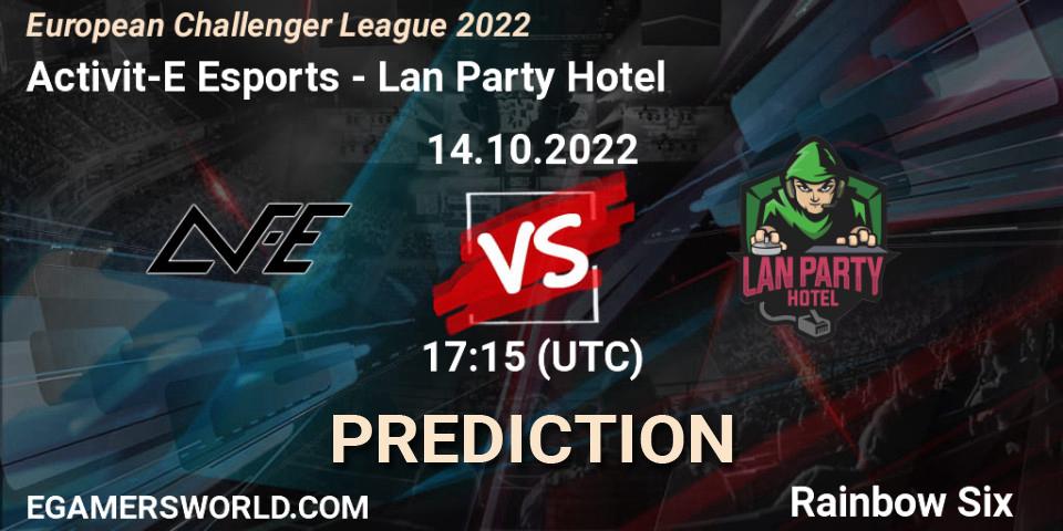 Pronósticos Activit-E Esports - Lan Party Hotel. 14.10.2022 at 17:15. European Challenger League 2022 - Rainbow Six