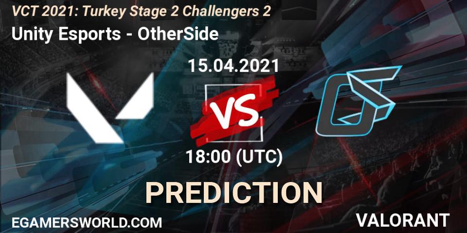 Pronósticos Unity Esports - OtherSide. 15.04.2021 at 18:30. VCT 2021: Turkey Stage 2 Challengers 2 - VALORANT