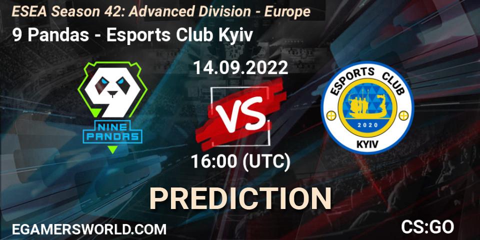 Pronósticos 9 Pandas - Esports Club Kyiv. 14.09.2022 at 17:00. ESEA Season 42: Advanced Division - Europe - Counter-Strike (CS2)