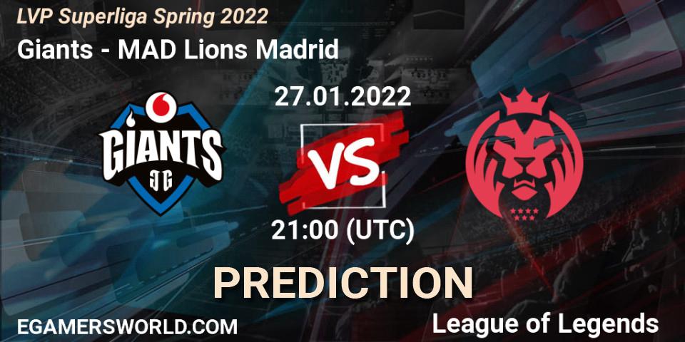 Pronósticos Giants - MAD Lions Madrid. 27.01.2022 at 21:00. LVP Superliga Spring 2022 - LoL