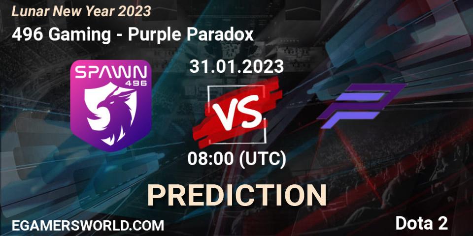 Pronósticos 496 Gaming - Purple Paradox. 31.01.23. Lunar New Year 2023 - Dota 2