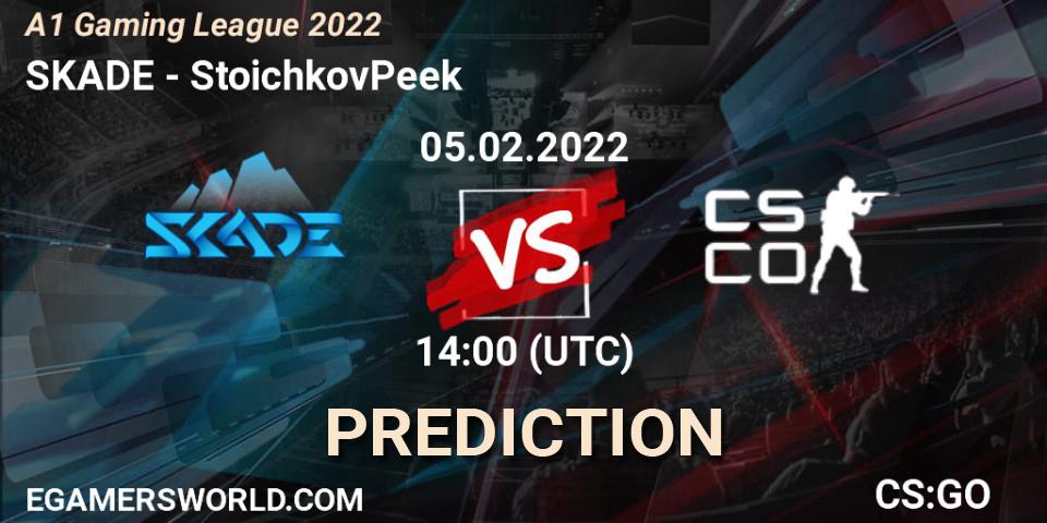 Pronósticos SKADE - StoichkovPeek. 05.02.2022 at 16:30. A1 Gaming League 2022 - Counter-Strike (CS2)