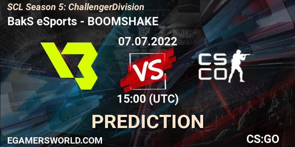 Pronósticos BakS eSports - BOOMSHAKE. 06.07.2022 at 18:00. SCL Season 5: Challenger Division - Counter-Strike (CS2)