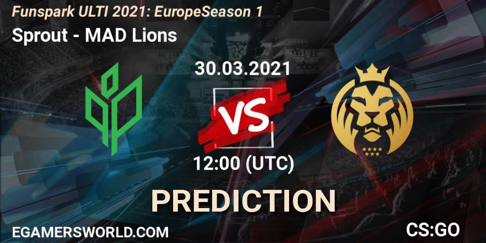 Pronósticos Sprout - MAD Lions. 30.03.2021 at 12:00. Funspark ULTI 2021: Europe Season 1 - Counter-Strike (CS2)