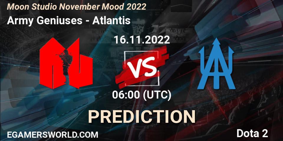Pronósticos Army Geniuses - Atlantis. 16.11.22. Moon Studio November Mood 2022 - Dota 2