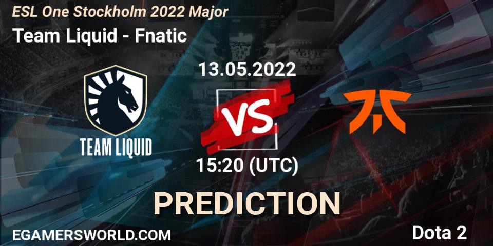 Pronósticos Team Liquid - Fnatic. 13.05.22. ESL One Stockholm 2022 Major - Dota 2