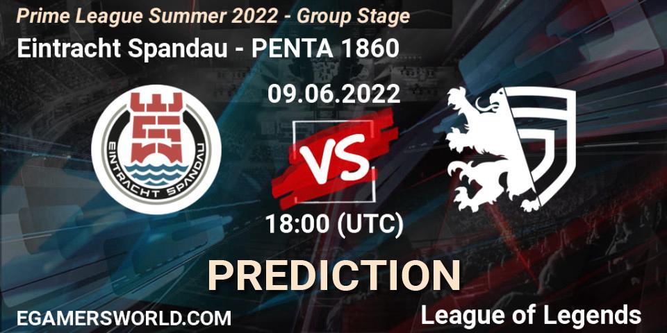 Pronósticos Eintracht Spandau - PENTA 1860. 09.06.2022 at 20:00. Prime League Summer 2022 - Group Stage - LoL