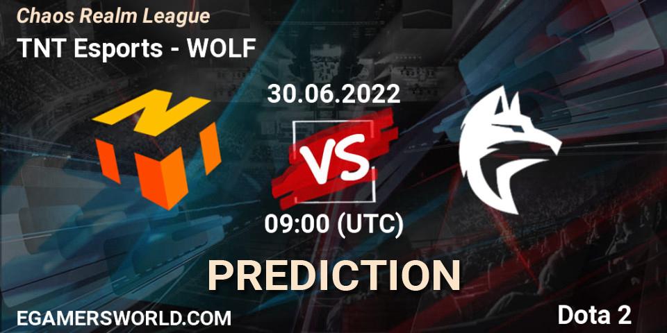 Pronósticos TNT Esports - WOLF. 30.06.2022 at 09:00. Chaos Realm League - Dota 2