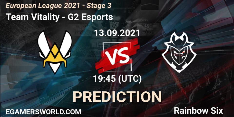 Pronósticos Team Vitality - G2 Esports. 13.09.2021 at 19:45. European League 2021 - Stage 3 - Rainbow Six