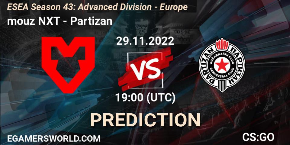 Pronósticos mouz NXT - Partizan. 29.11.22. ESEA Season 43: Advanced Division - Europe - CS2 (CS:GO)