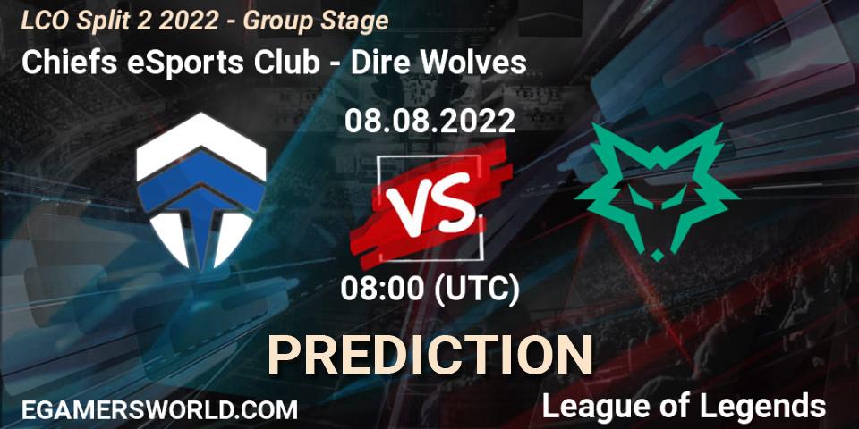 Pronósticos Chiefs eSports Club - Dire Wolves. 08.08.22. LCO Split 2 2022 - Group Stage - LoL