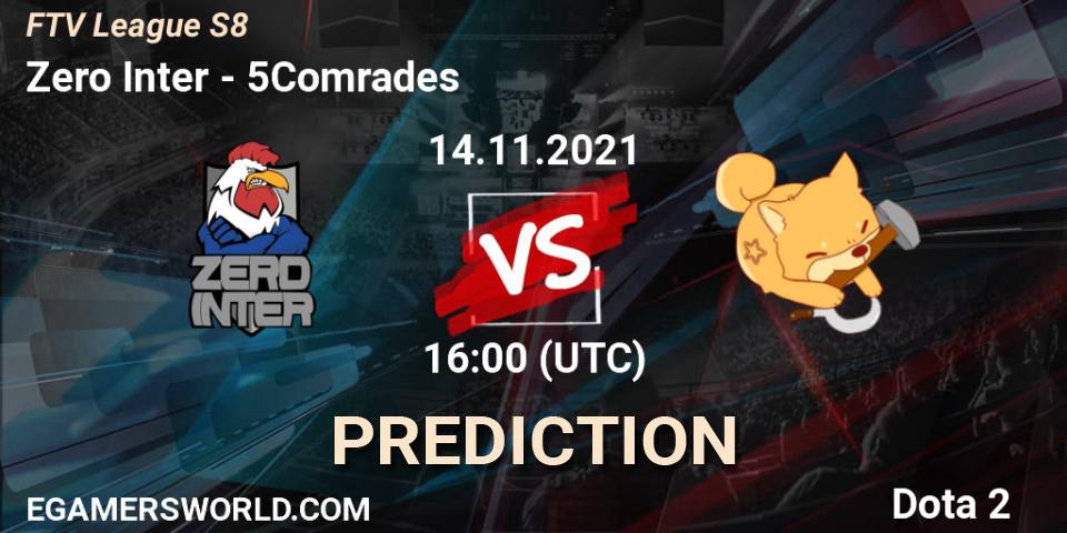 Pronósticos Zero Inter - 5Comrades. 26.11.2021 at 20:09. FroggedTV League Season 8 - Dota 2