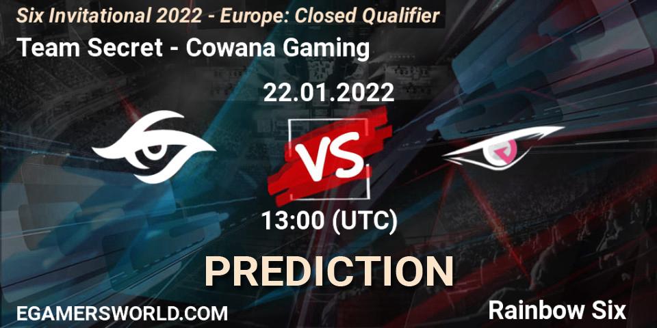 Pronósticos Team Secret - Cowana Gaming. 22.01.22. Six Invitational 2022 - Europe: Closed Qualifier - Rainbow Six