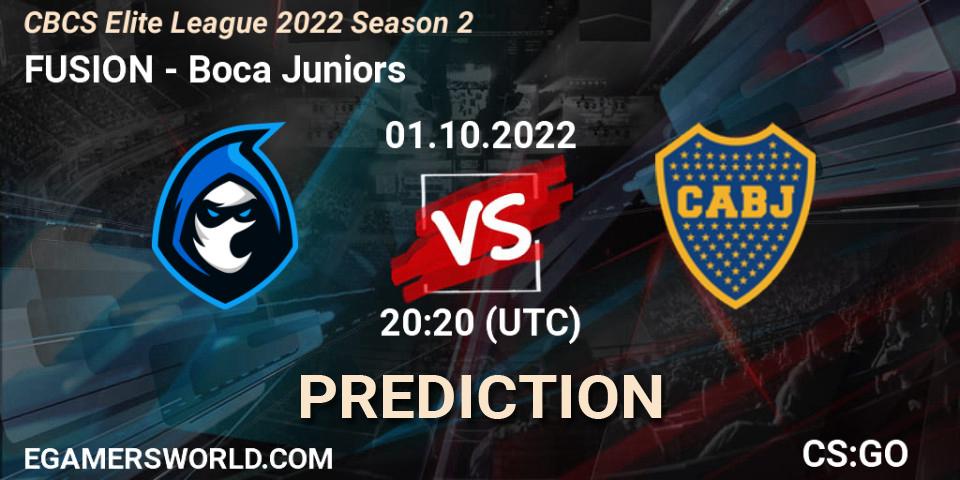 Pronósticos FUSION - Boca Juniors. 01.10.2022 at 20:20. CBCS Elite League 2022 Season 2 - Counter-Strike (CS2)